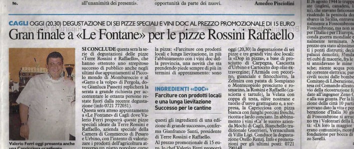 Gran finale a “Le Fontante” per le pizze Rossini Raffaello