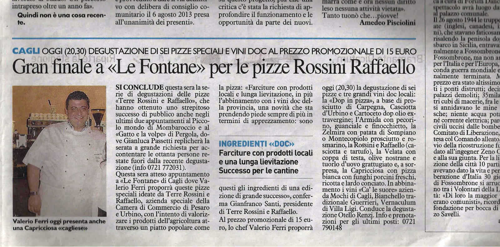 Gran finale a “Le Fontante” per le pizze Rossini Raffaello